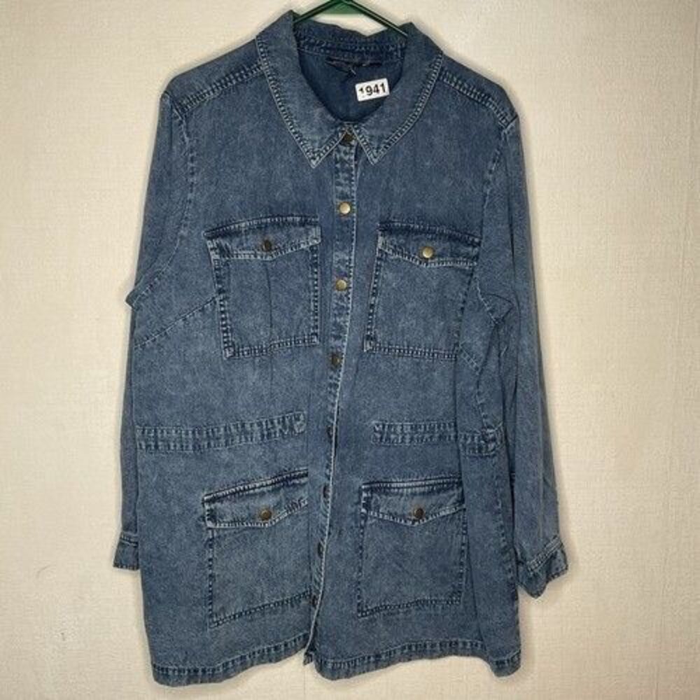 VTG Joan Rivers Blue Long Sleeve Snap Button Front Denim Jacket Women‎ 2XL China